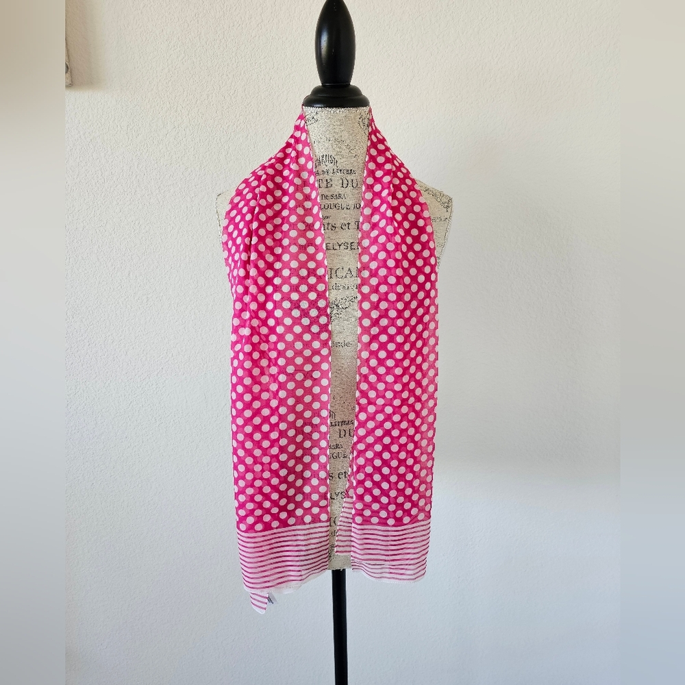 Accessory Street Scarf – Hot Pink & White Polka Dot and Striped Pattern